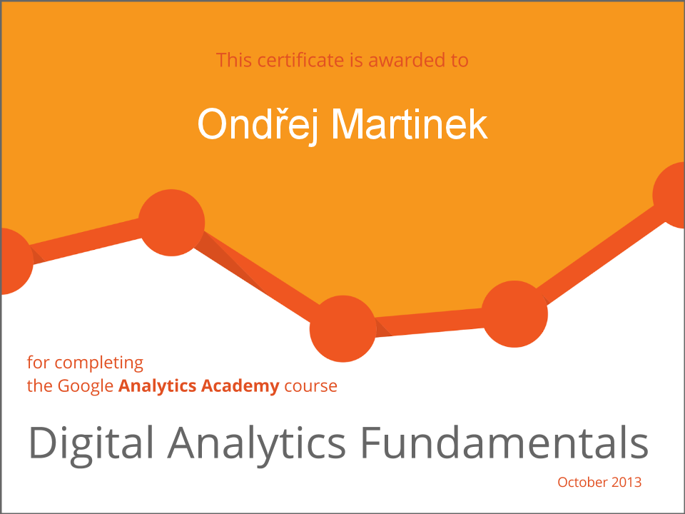 Certifikát Google Analytics - Ondřej Martinek